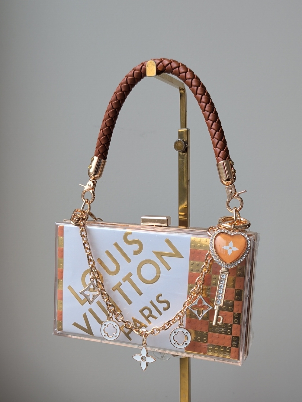 Upcycled Acrylic Lego X LV Logo Box Clutch